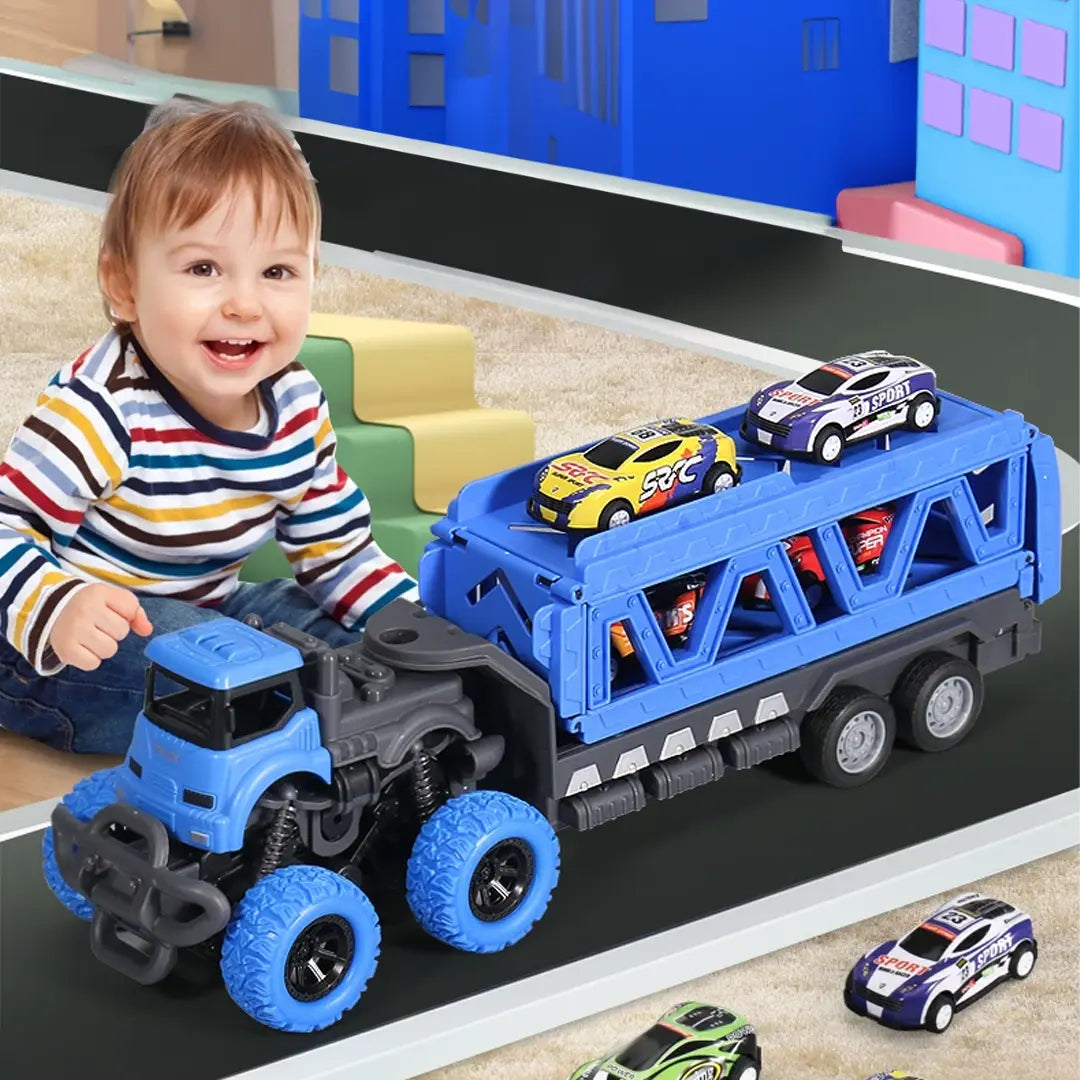 MightyMover - Big Blue Transporter Truck with Cars